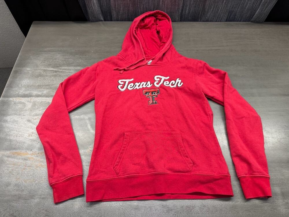 J. America Fleece Lined Hoodie Pullover Women’s Sz M R Embroidered Texas Tech